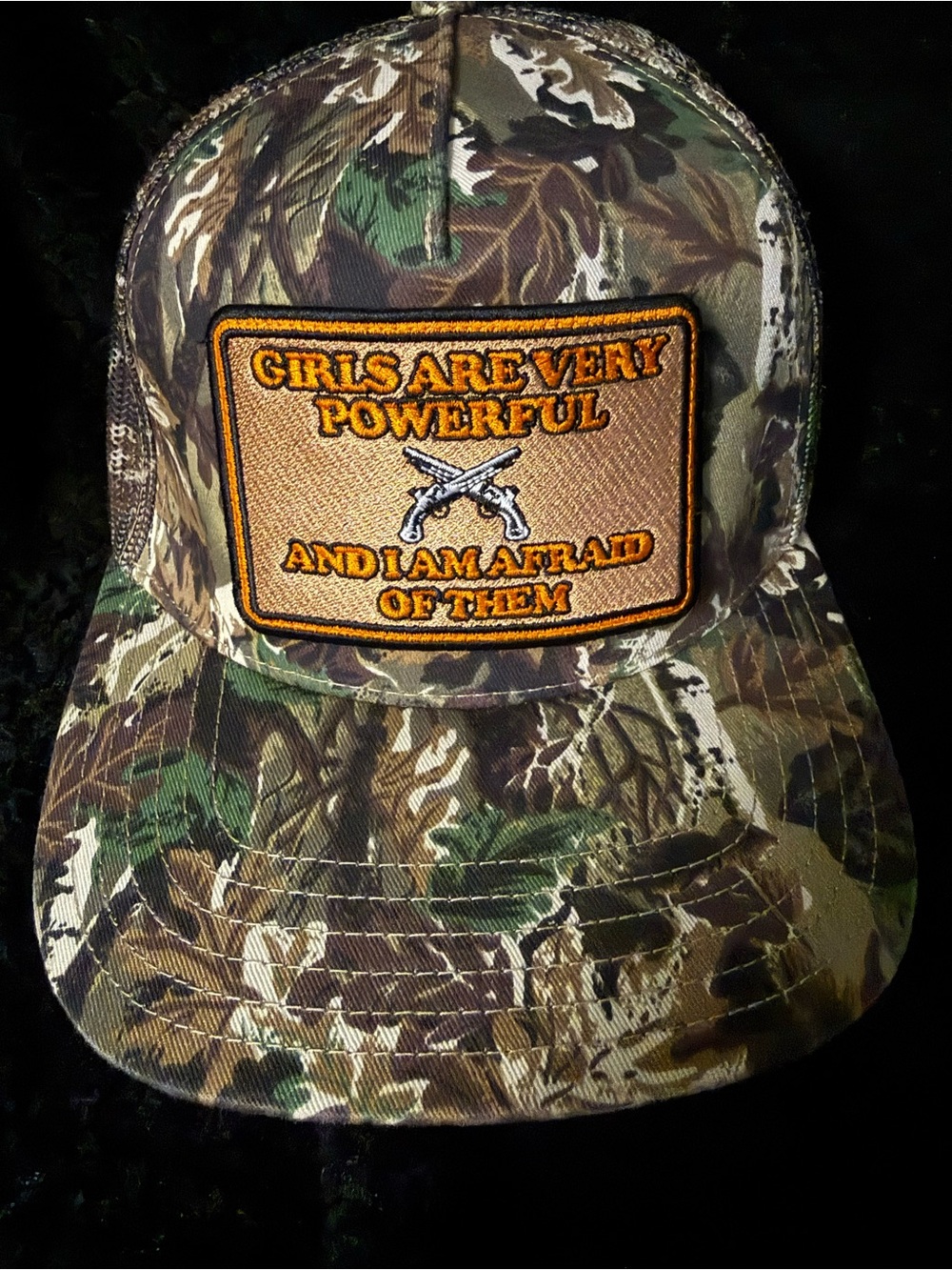 Camouflage Trucker Hat with Patch - Green Camo